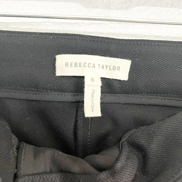 Rebecca Taylor Black Taper Leg High Rise Zipper Accent Pants Women's Size 8 - Picture 6 of 8